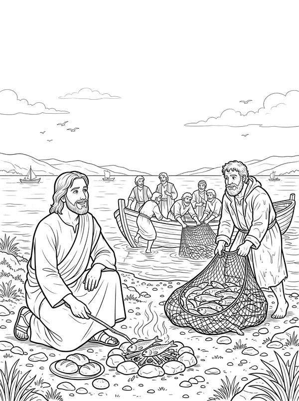 Breakfast by the Sea coloring page