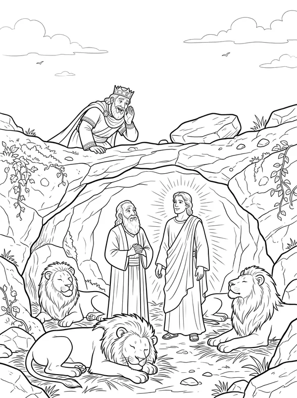 Daniel in the Lions’ Den coloring page