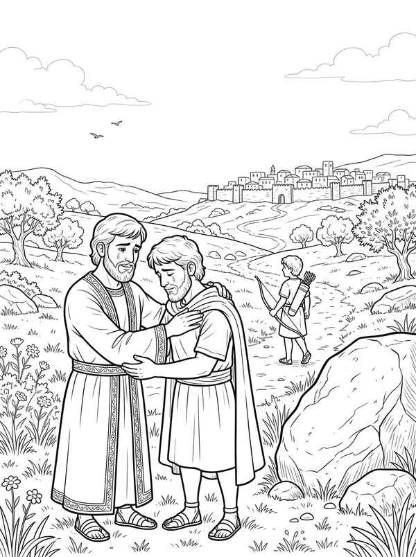 David and Jonathan coloring page