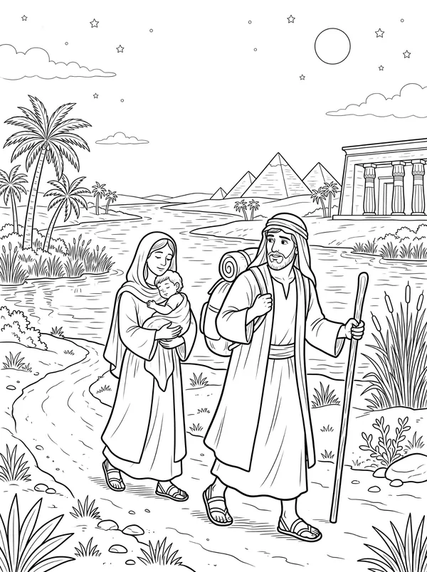 Escape to Egypt coloring page