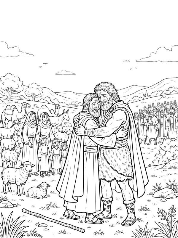 Jacob and Esau Meet Again coloring page