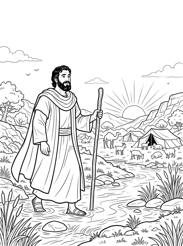 Jacob Wrestles with God coloring page
