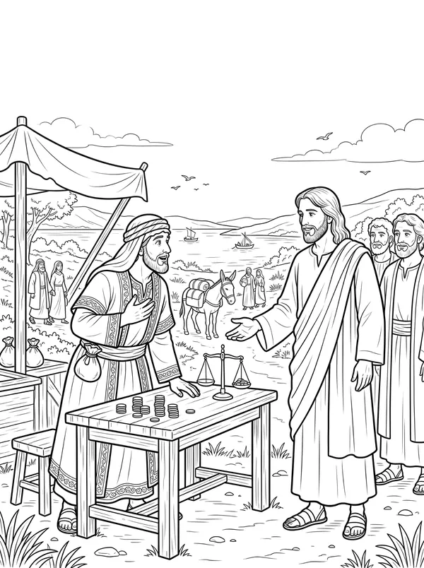 Jesus Calls Matthew coloring page