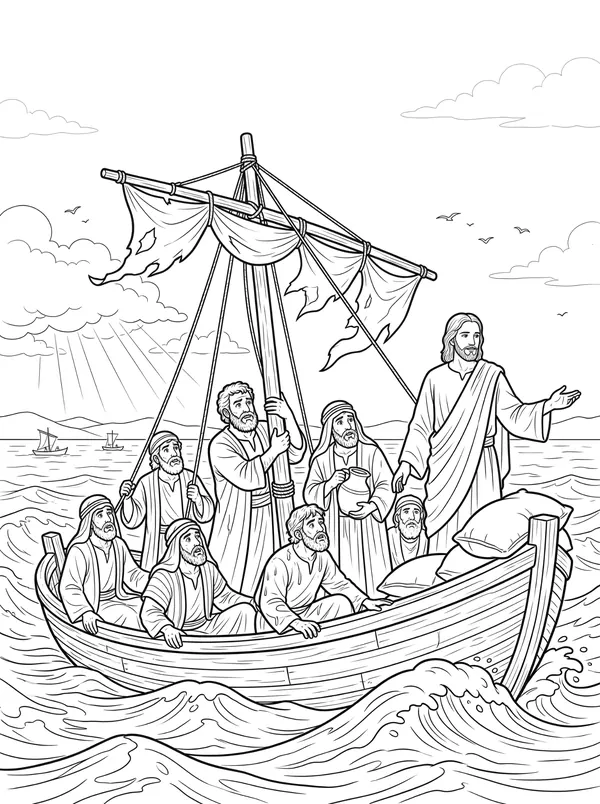 Jesus Calms the Storm coloring page