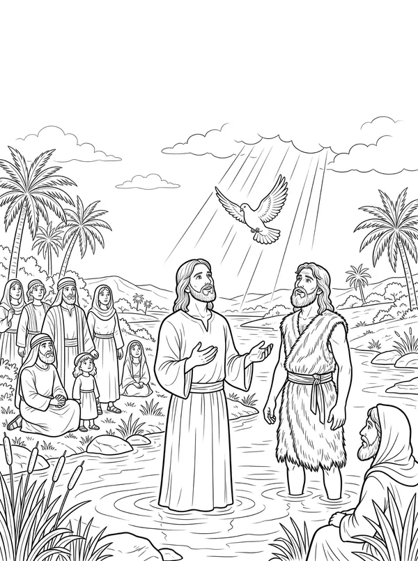 Jesus Is Baptized coloring page