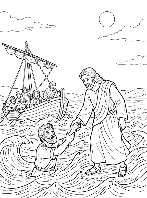 Jesus Walks on the Water coloring page