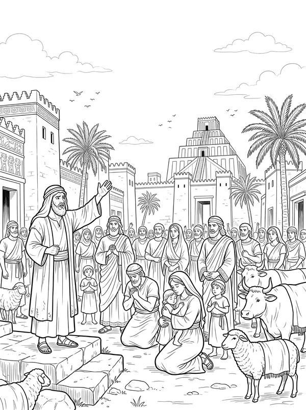 Jonah Goes to Nineveh coloring page