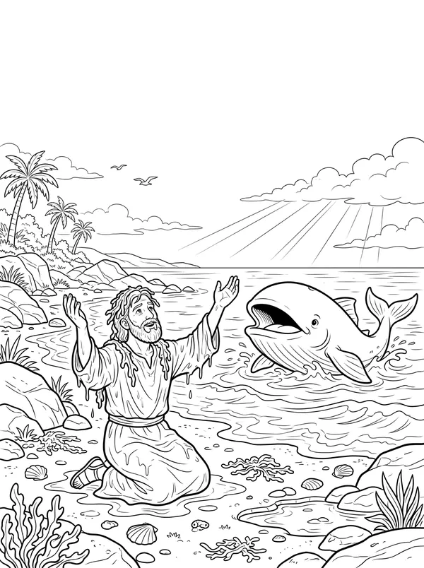 Jonah Runs from God coloring page