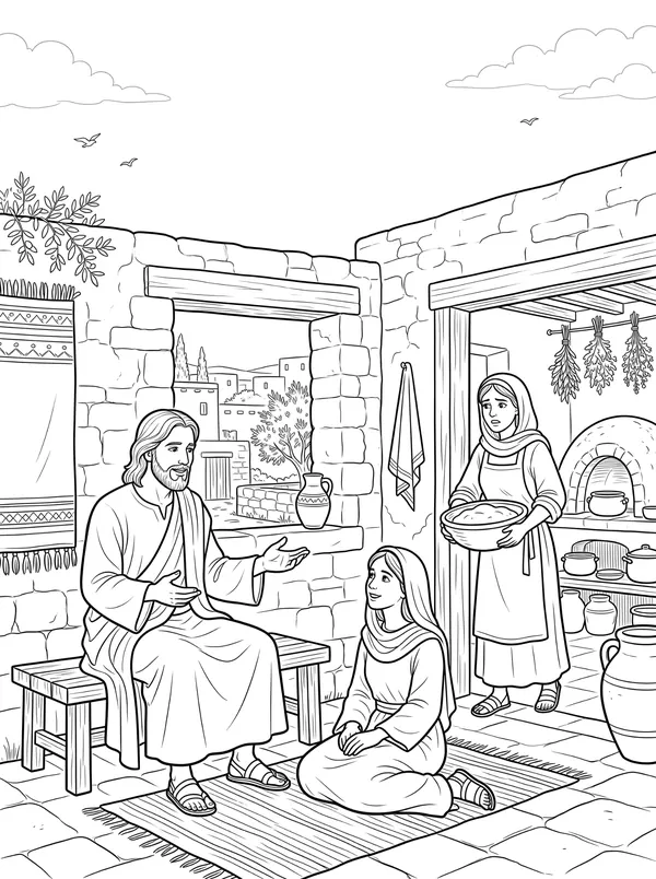 Mary and Martha coloring page