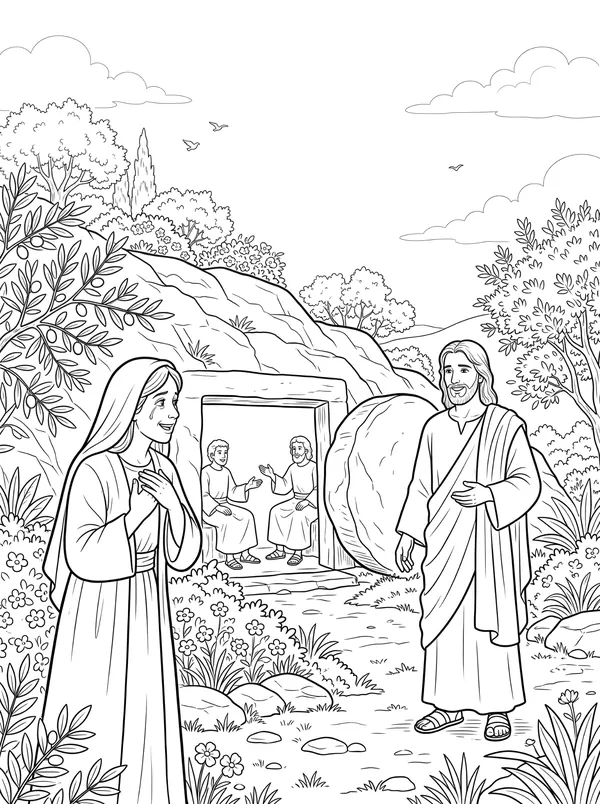 Mary in the Garden coloring page