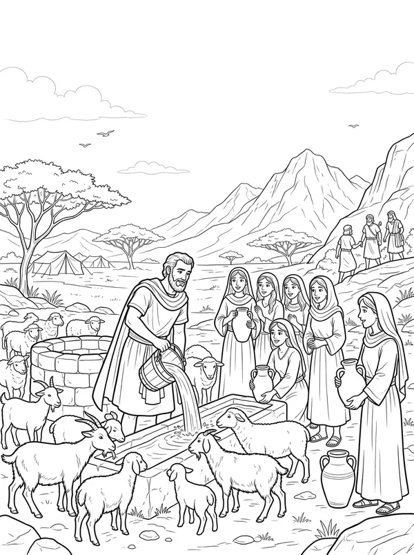 Moses Runs to Midian coloring page