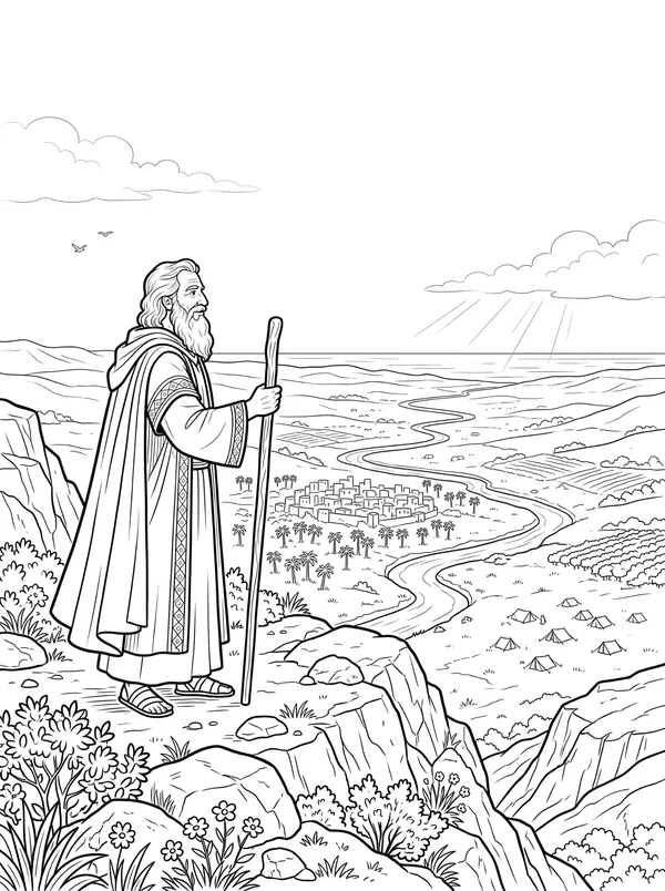 Moses Sees the Promised Land coloring page