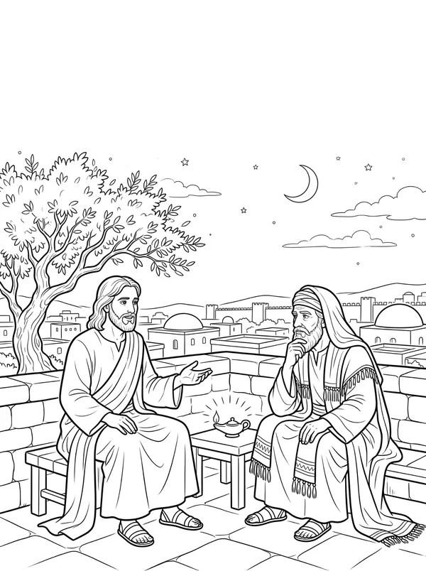 Nicodemus Comes by Night coloring page