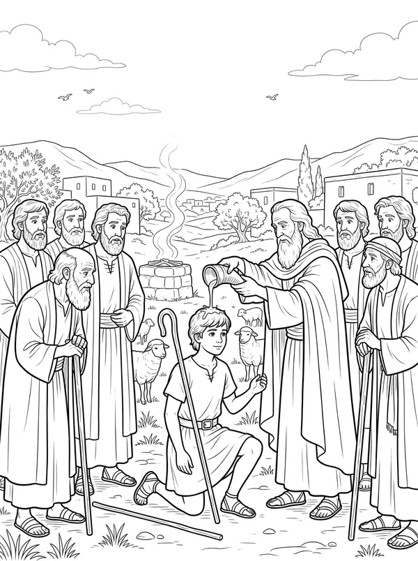 Samuel Anoints David coloring page