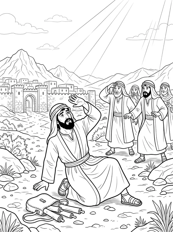 Saul Meets Jesus coloring page