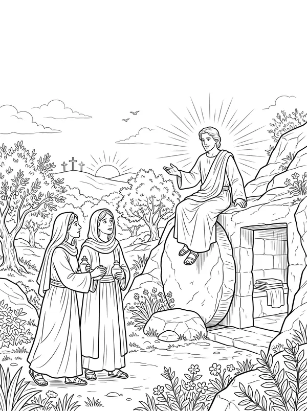 The Crucifixion and Resurrection Story coloring page
