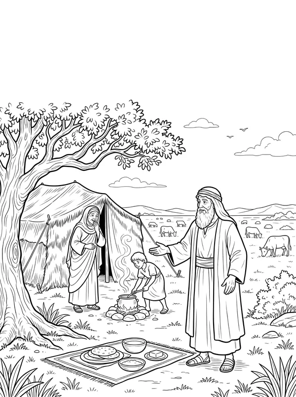 Three Visitors coloring page